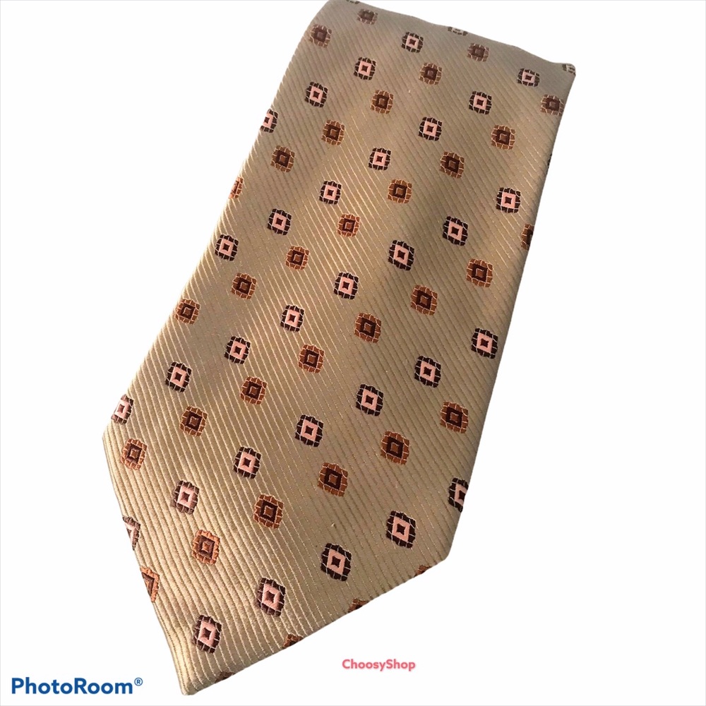 Silk Tie NWT JOSEPH ABBOUD Tan Brown Peach Pink Silk Tie